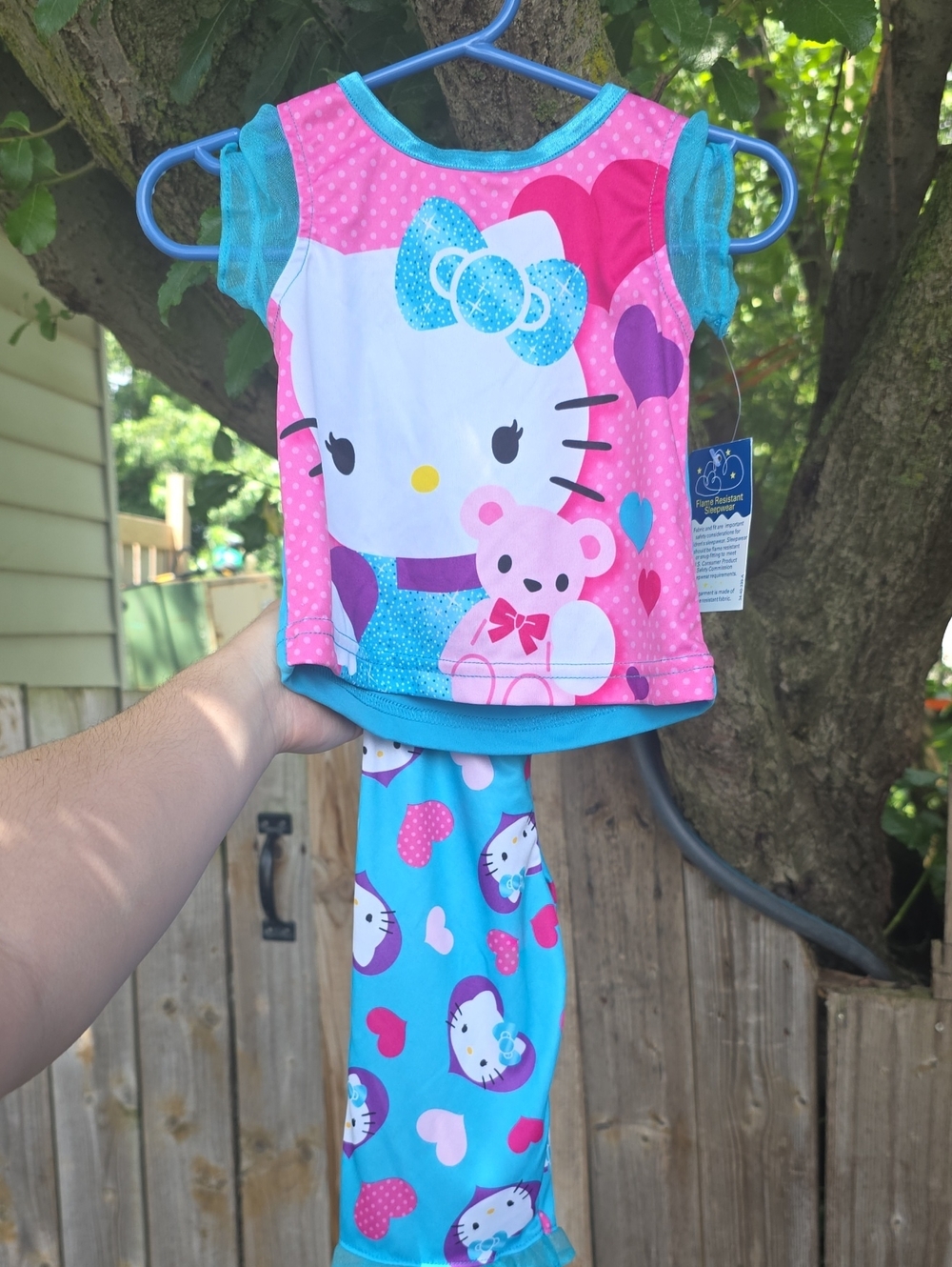 Hello Kitty Pink & Turquoise Top and Leggings Set Some Marks On Back